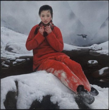 中国 Painting - 美しい田舎 2 WYD 中国の女の子